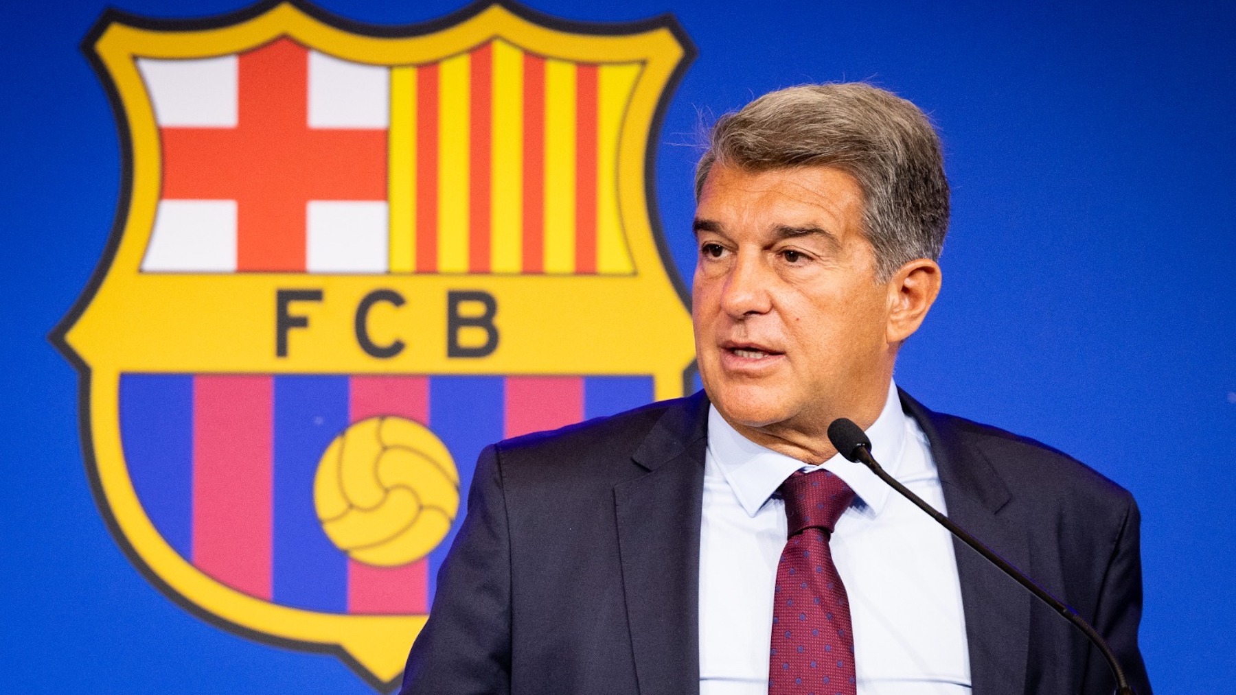 Joan Laporta, durante una rueda de prensa. (@FCBarcelona_es)