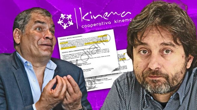 Rafael Correa y Rafael Mayoral, fundador de Kinema, la cooperativa de Podemos.