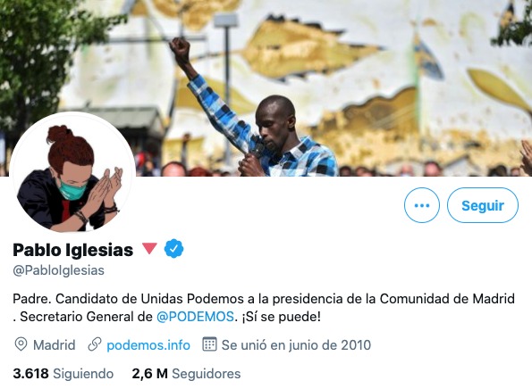Pablo Iglesias actualiza su biografía en la que ya no figura la palabra «padre»