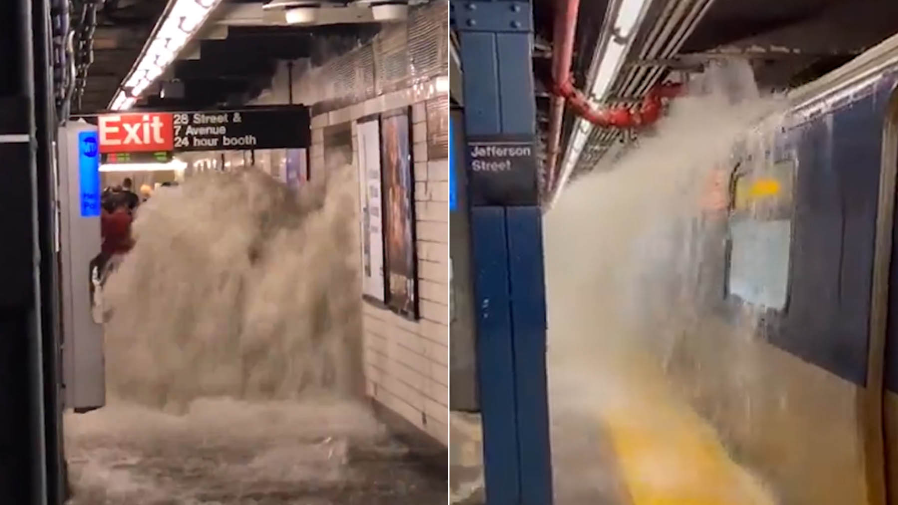 El agua del huracán ‘Ida’ inunda una estación de metro de Nueva York.