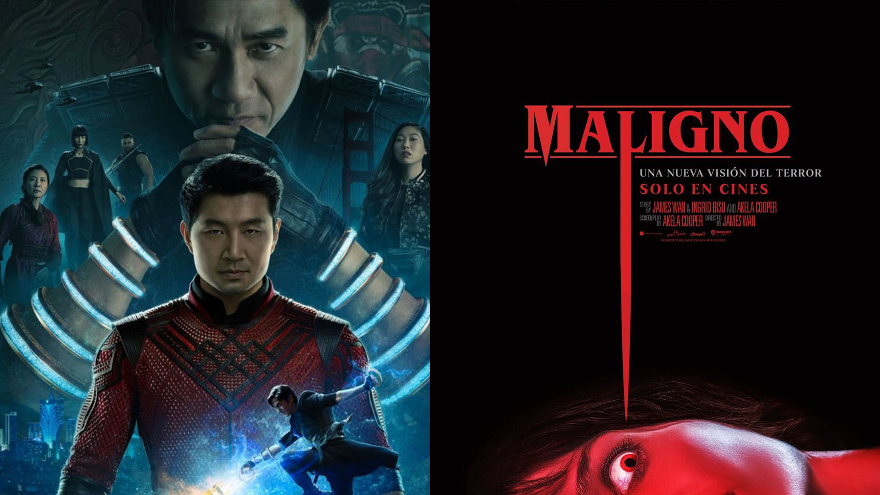«Shang-Chi y la leyenda de los diez anillos» (Marvel/Disney) y «Maligno» (Warner Bros Pictures)