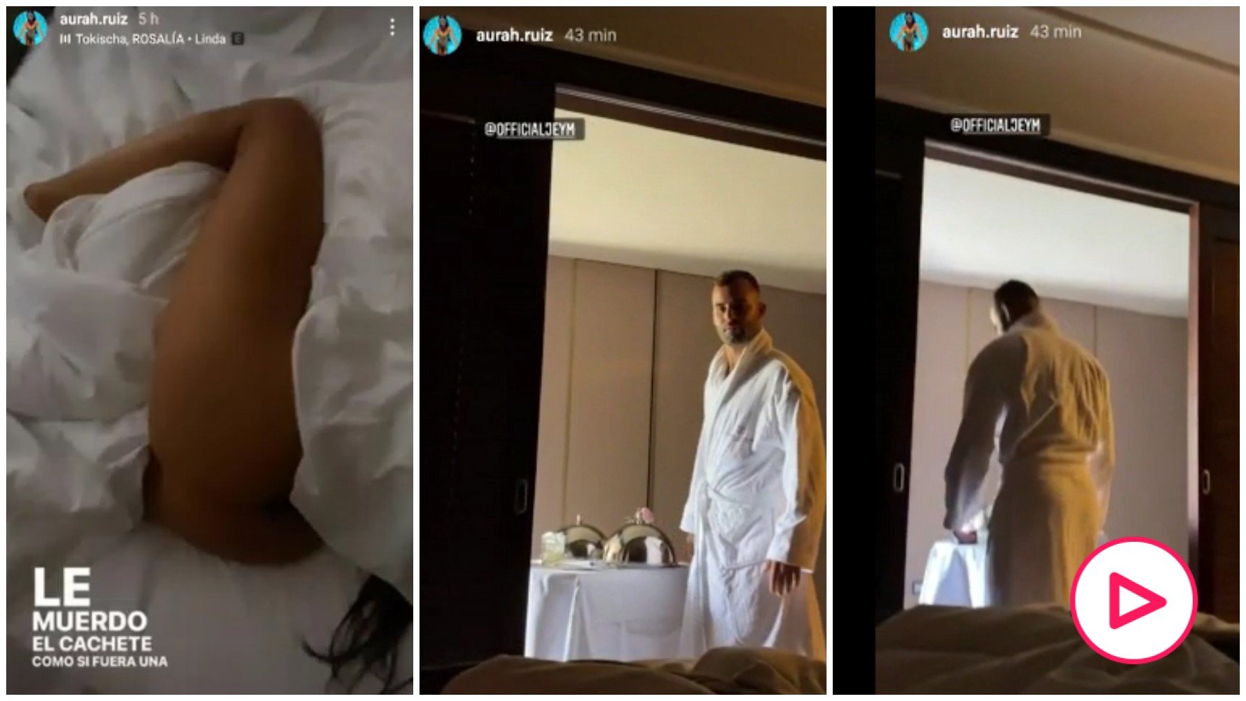 Aurah Ruiz publica un vídeo íntimo con Jesé en la cama de un hotel: «¿Qué  me como primero?»