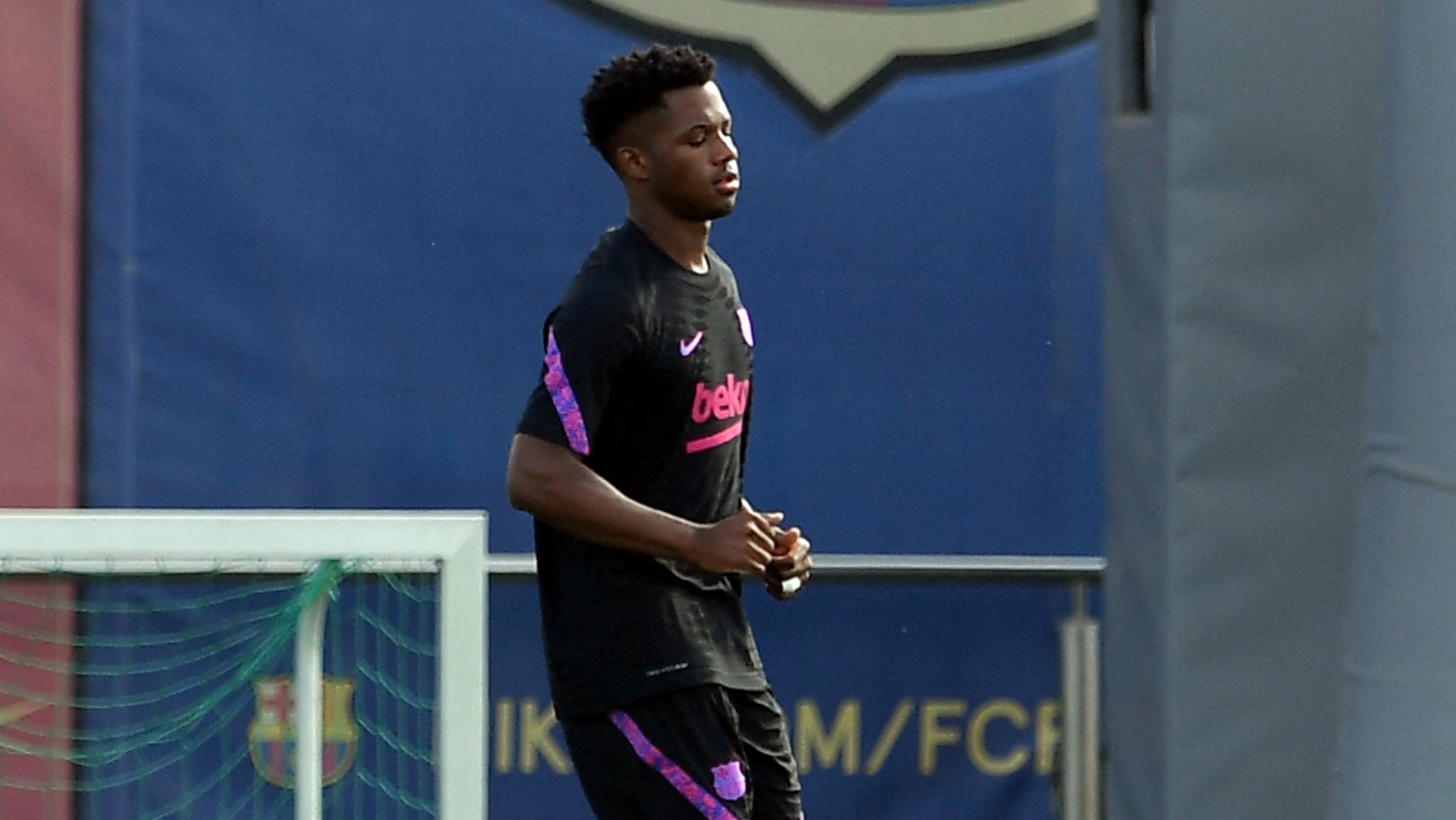 Ansu Fati en un entrenamiento reciente del Barça. (AFP)