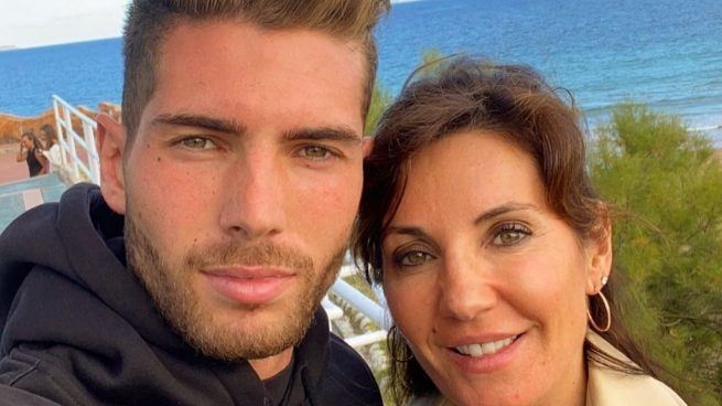 Luca Zidane y su madre Véronique.