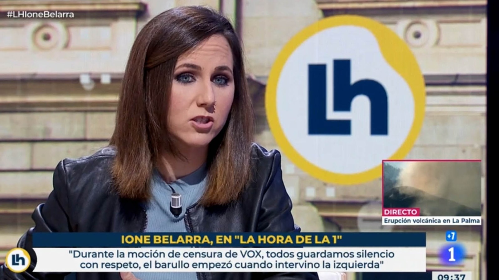 La ministra y líder de Podemos, Ione Belarra, en TVE. (Vídeo: ‘La Hora de La 1’).