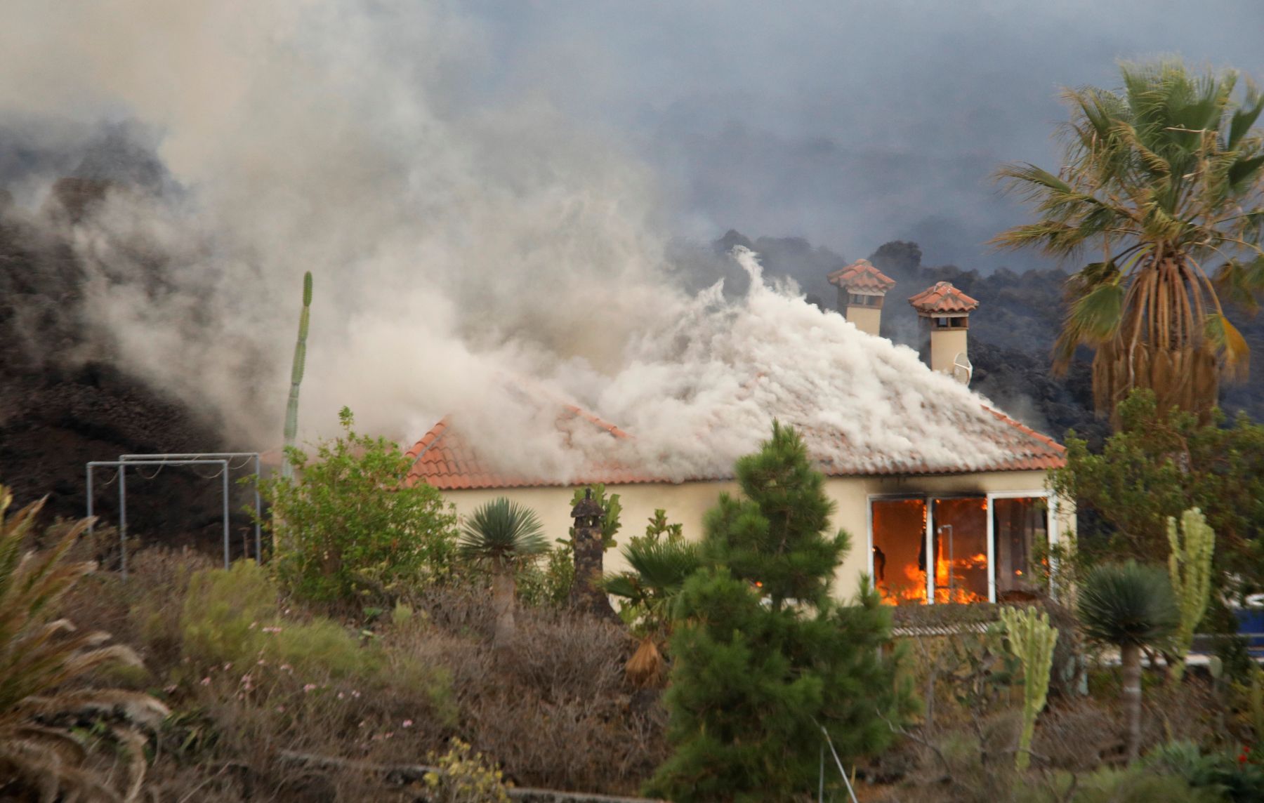 Casa destruida por el volcán de La Palma.