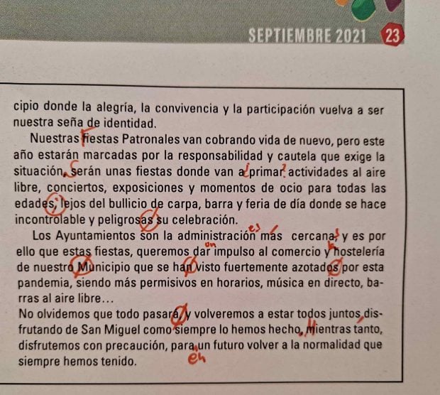 Nota del PSOE en el periódico local de Armillas.