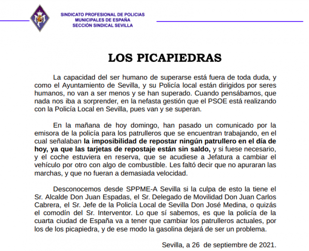 La Sevilla de Espadas vuelve a Los Picapiedra: su Policía recibe la orden de no repostar sus patrullas