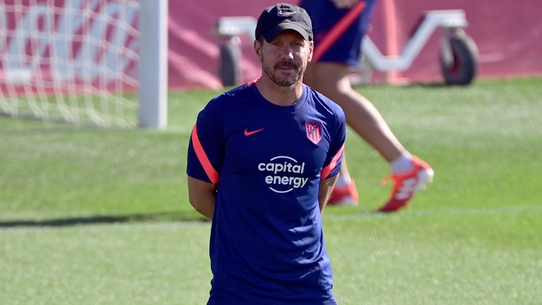 Simeone, durante un entrenamiento con el Atlético. (AFP)