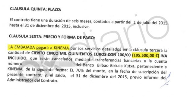 Pago de 105.000 euros a Kinema en 2015.