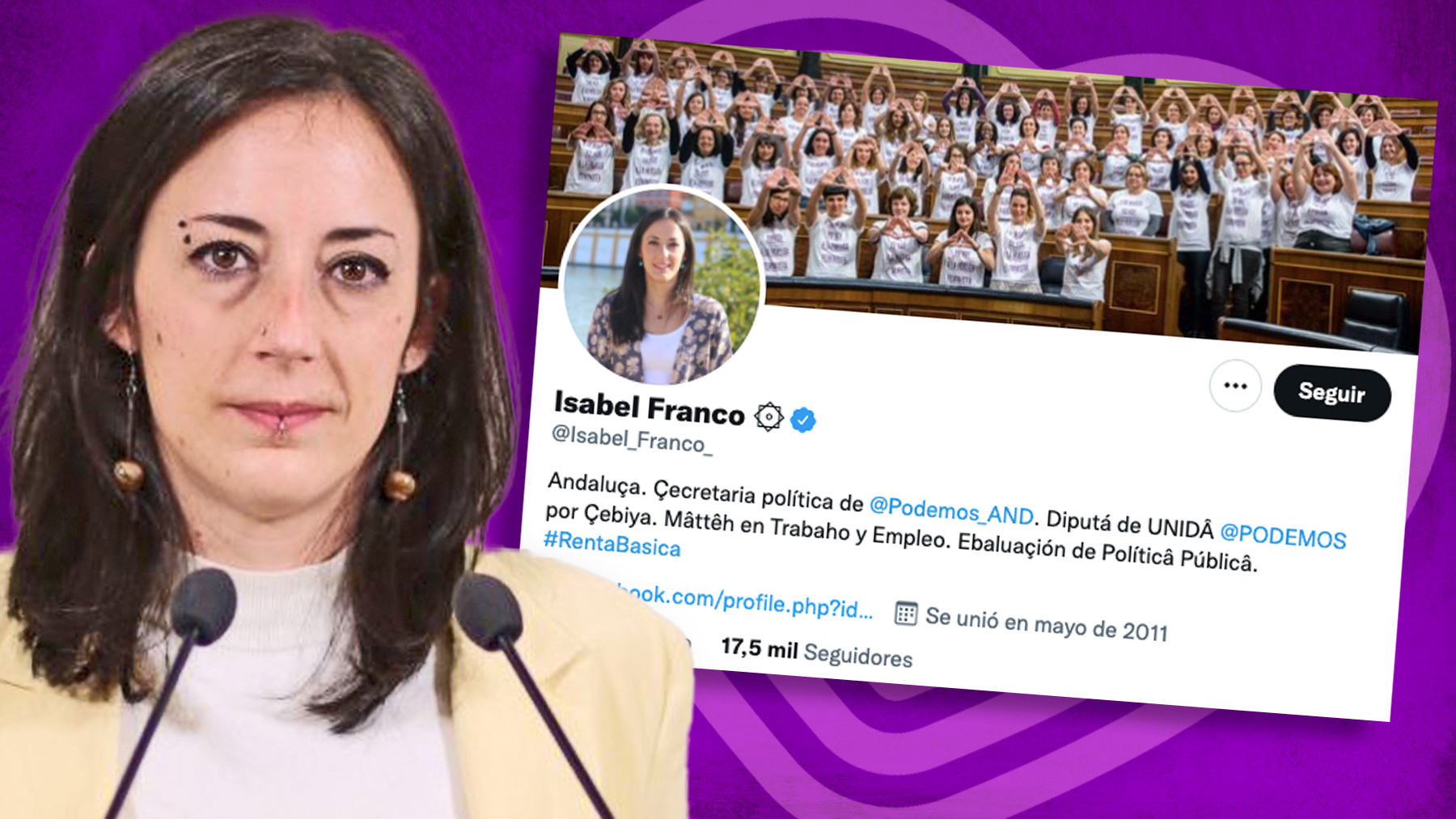 La podemita Isabel Franco se pone el perfil de sus redes en «andalûh» y ahora es «diputá por Çebiya».