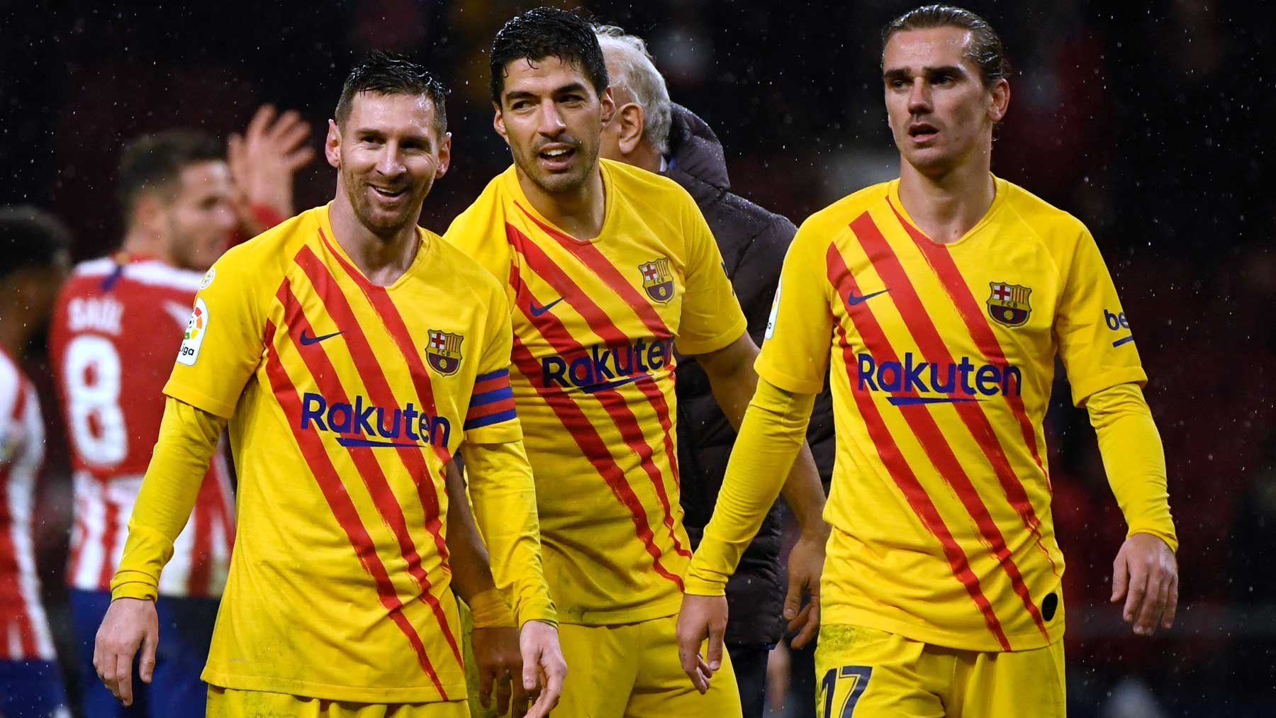 Messi, Suárez y Griezmann, protagonistas en la última victoria del Barcelona en el Metropolitano en la 19/20 (AFP)