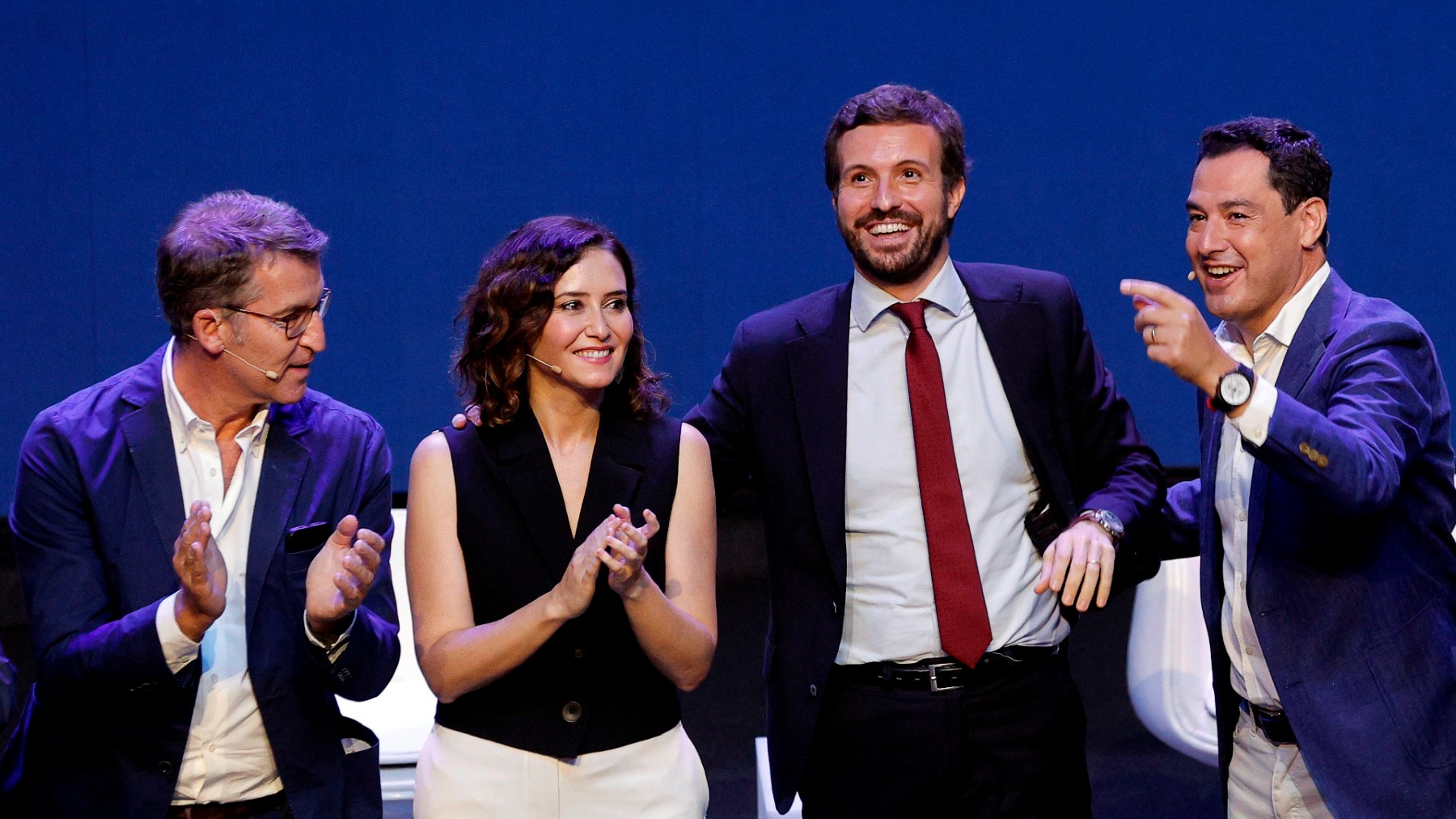 Alberto Núñez Feijóo, Isabel Díaz Ayuso, Pablo Casado y Juanma Moreno.