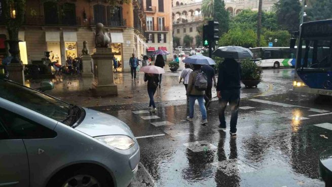 Lluvia en el centro de Palma.