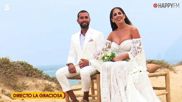 Omar Sánchez y Anabel Pantoja en su boda. (Mediaset)