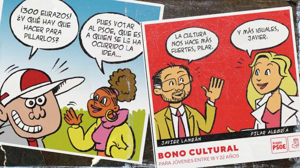 Un cómic del PSOE confiesa el objetivo del bono cultural: Si quieres  pillar 300 eurazos, vótanos