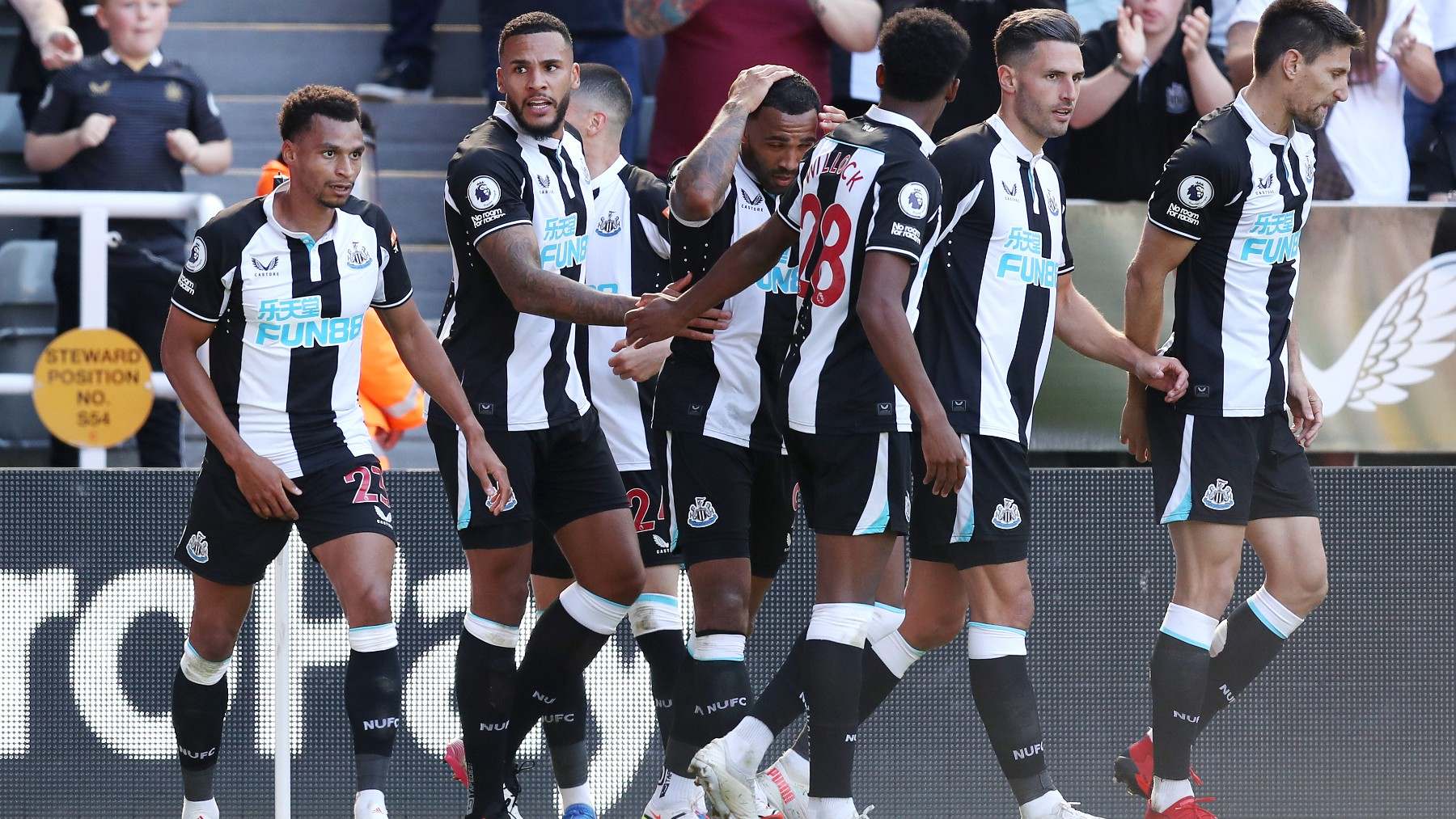 Los jugadores del Newcastle celebran un gol. (Getty)