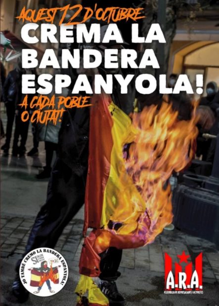 Los CDR convocan quemas de banderas españolas para el 12 de octubre