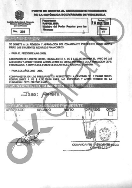 El contrato para labores de asesoría al Gobierno venezolano abarca los años 2008, 2009, 2010 y 2011.