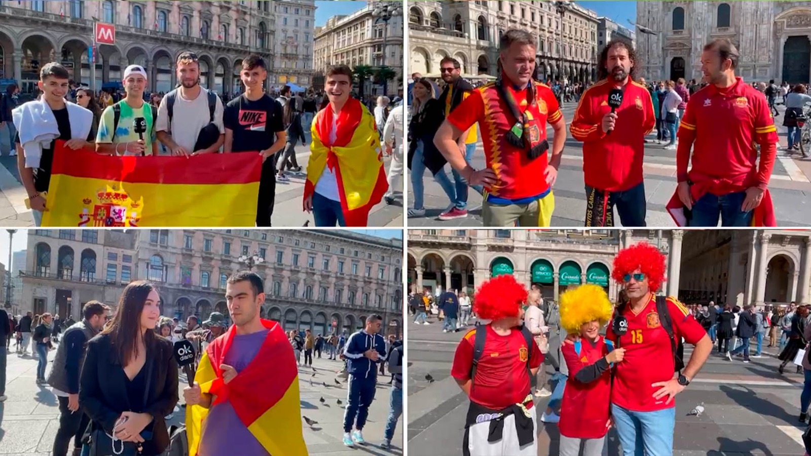 La afición de España, presente en Milán: “Estamos muy orgullosos de ser españoles”.