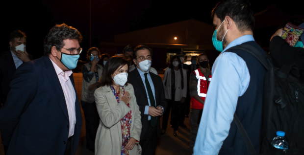 Recibimiento a los afganos en Torrejón (Foto: Moncloa)