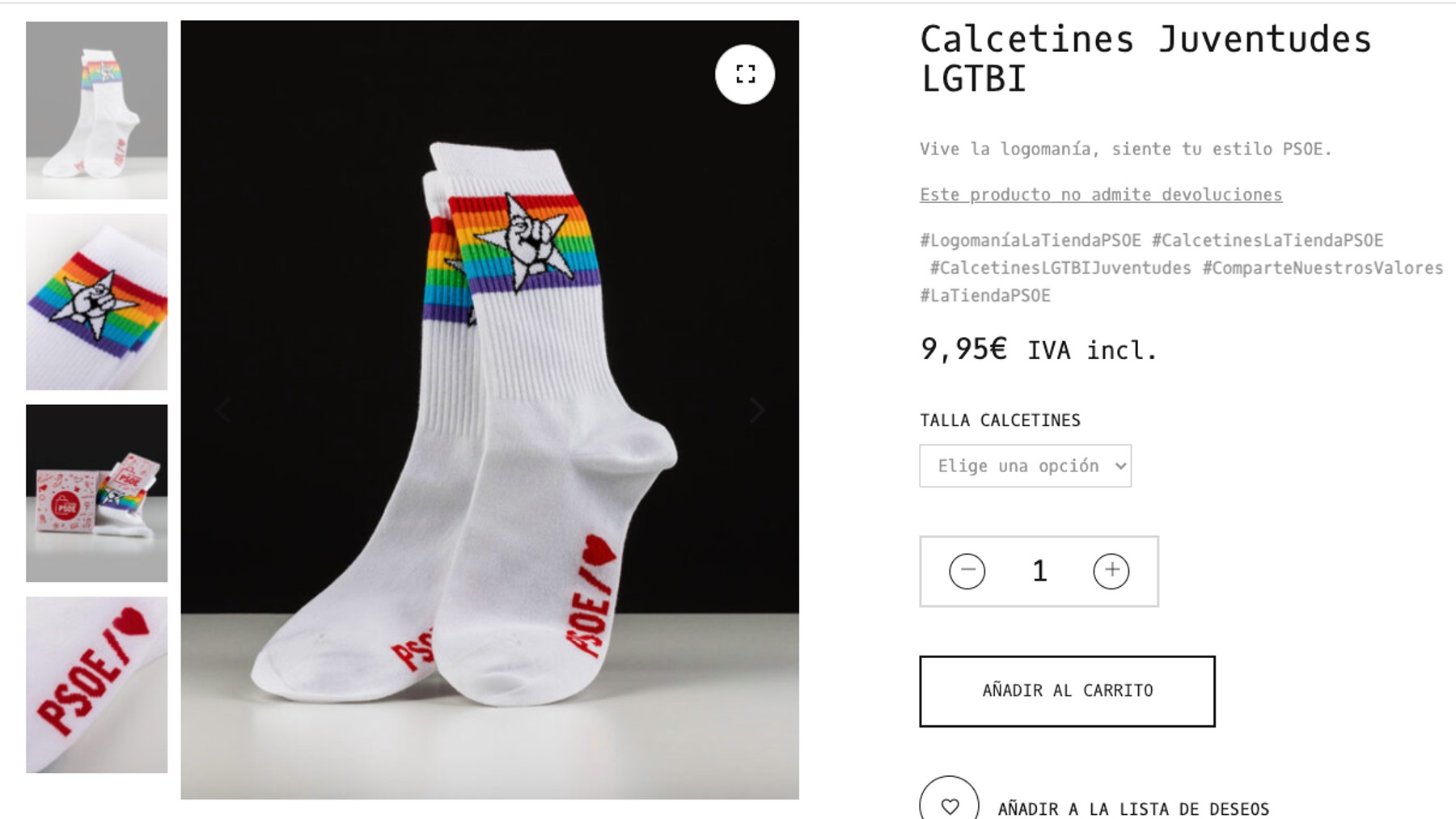 Los calcetines que vende el PSOE.