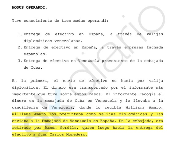 Según el 'Informe Confidencial' entregado por 'El Pollo' al juez existían tres 'modus operandi' para financiar a Podemos. 