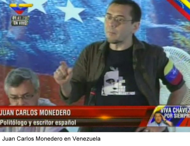 Juan carlos Monedero en uno de sus viajes a Venezuela.