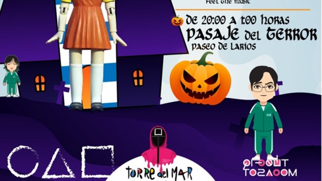 ‘El juego del calamar’ siembra la polémica en Torre del Mar por este cartel de Halloween