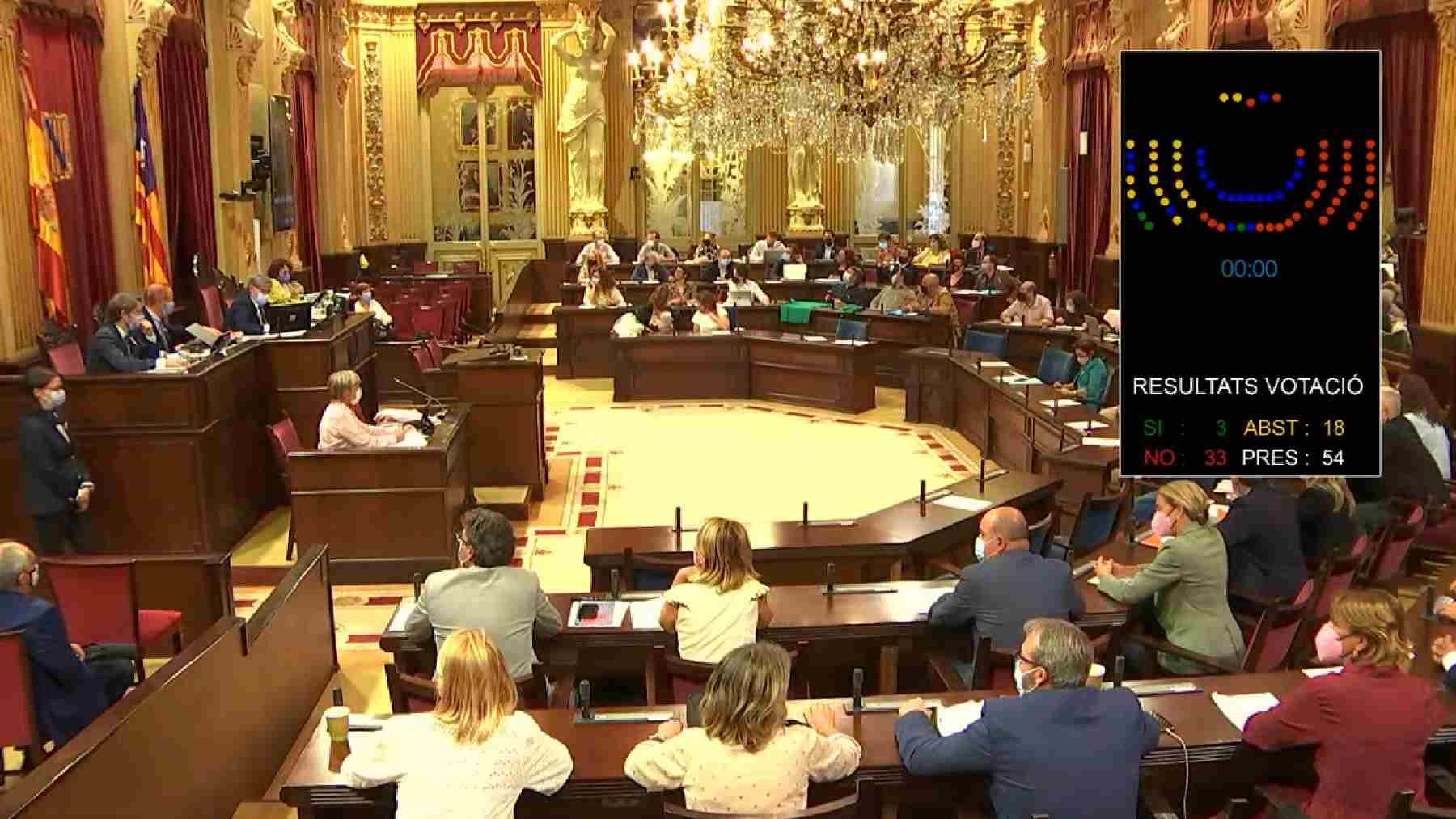 El Parlament balear durante la votación sobre la Ley de Educación.