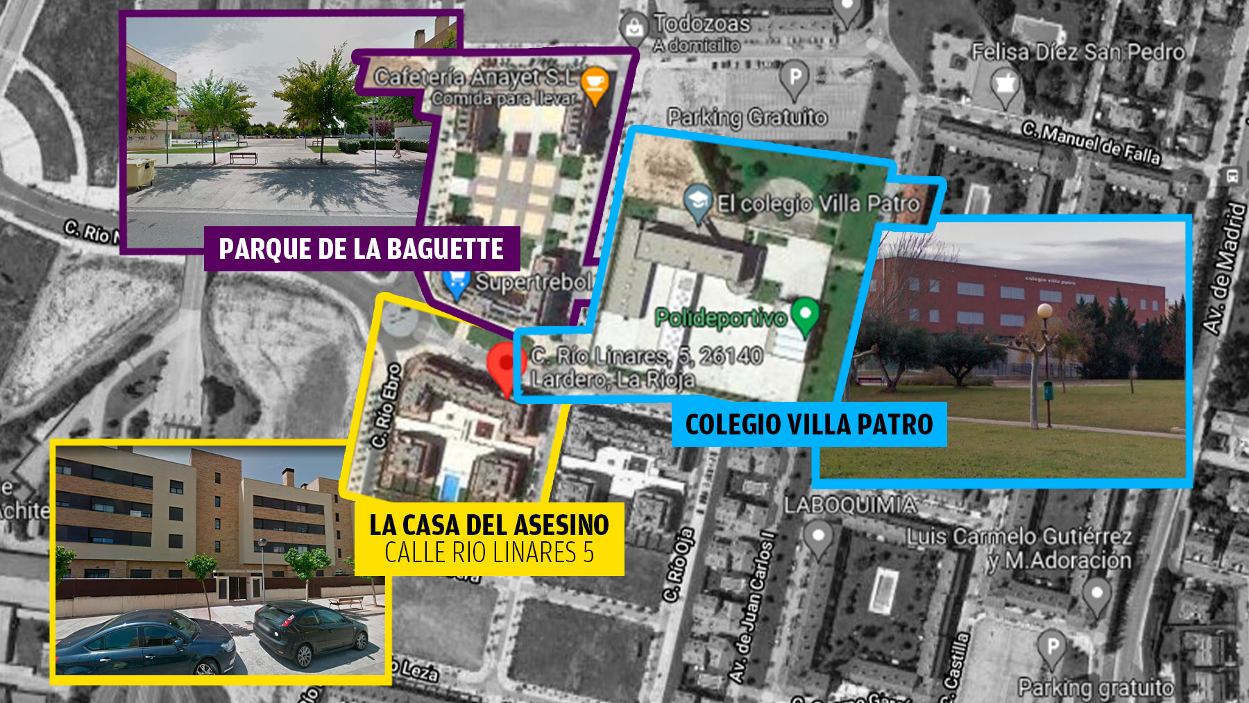 Mapa de la zona del crimen de Lardero.