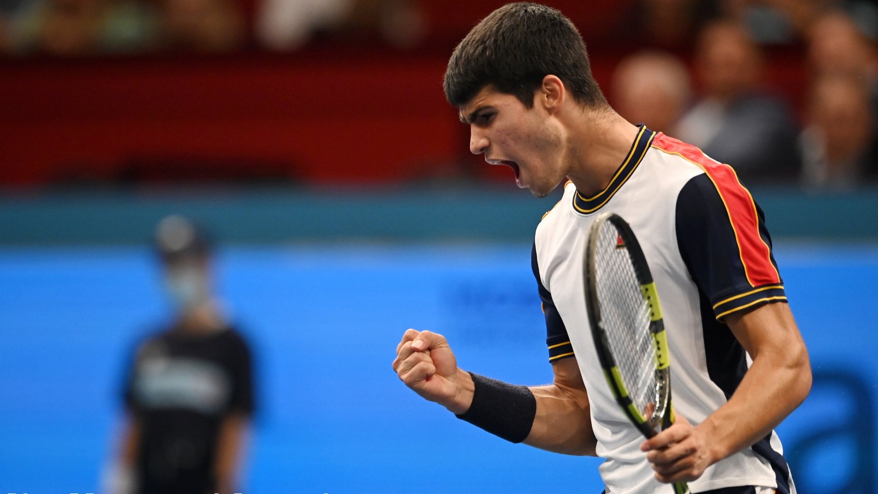 Carlos Alcaraz celebra un punto. (Getty)