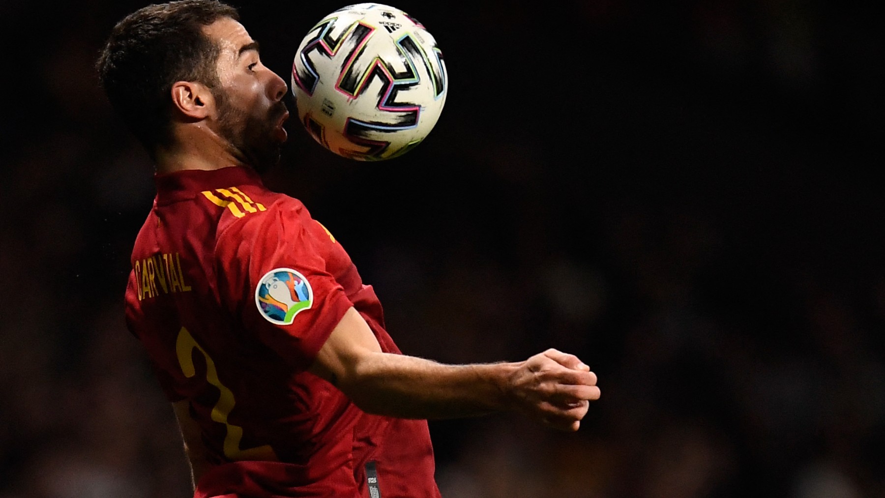 Carvajal, durante un partido con España. (AFP)