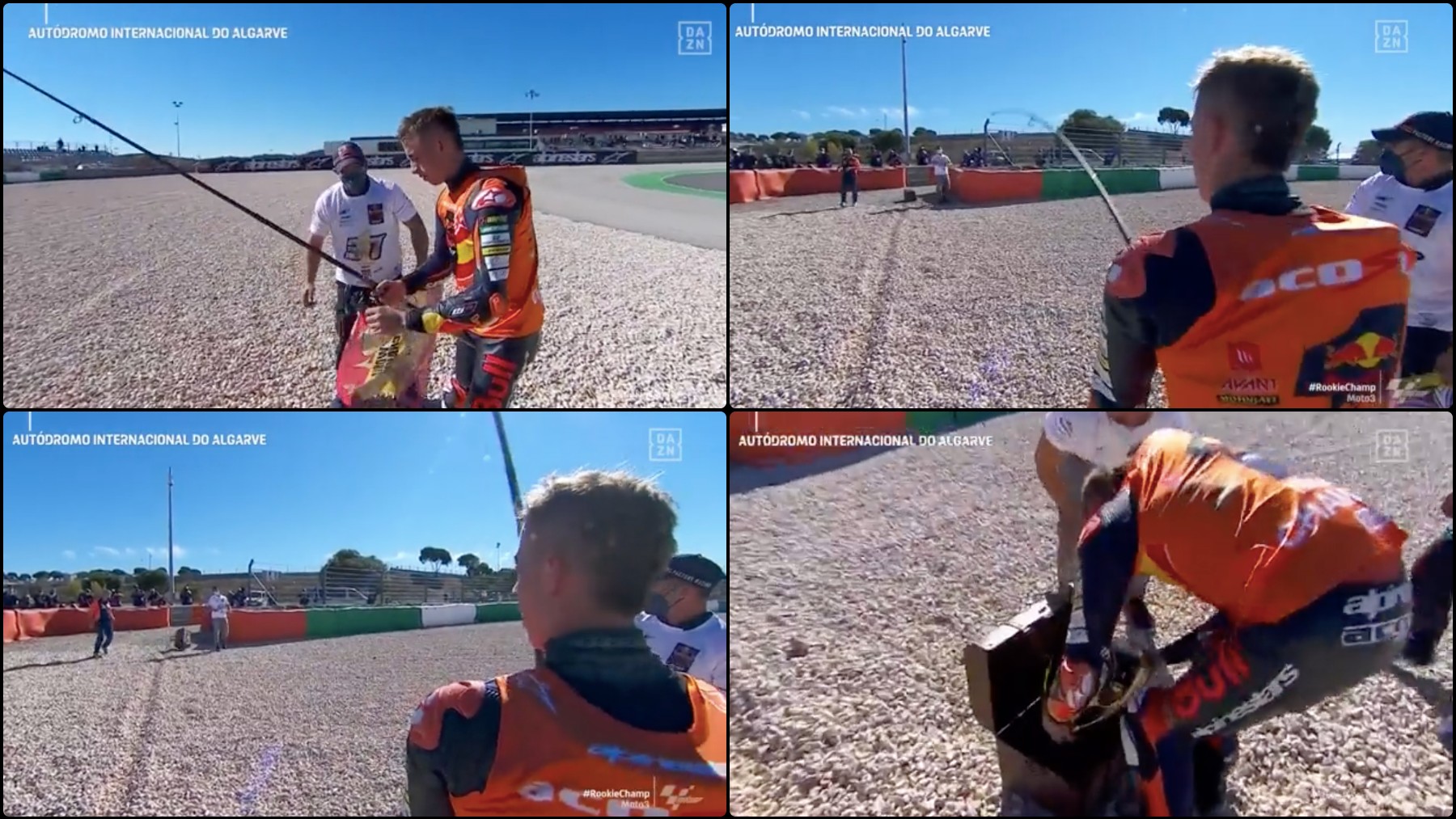Pedro Acosta celebra su título de campeón del mundo de Moto3. (Captura de pantalla)