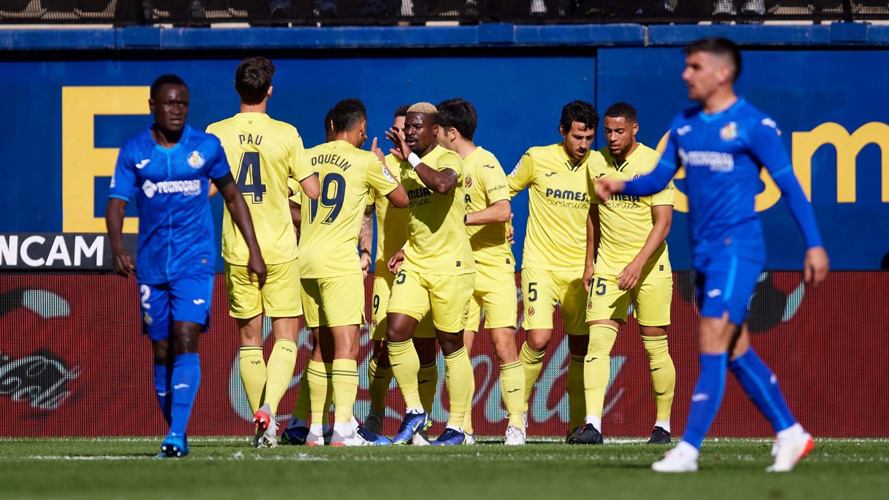 Los jugadores del Villarreal celebran el gol ante el Getafe. (Getty)
