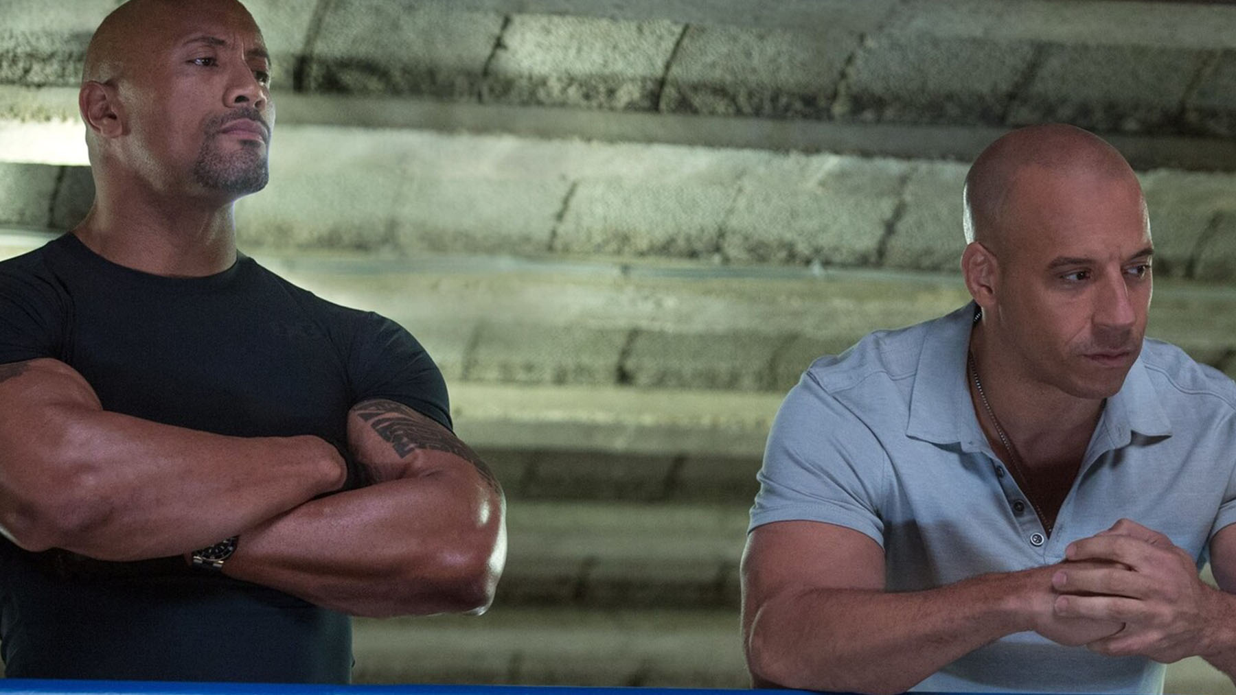 Vin Diesel y The rock en ‘Fast and furious 7’ (Universal Pictures)