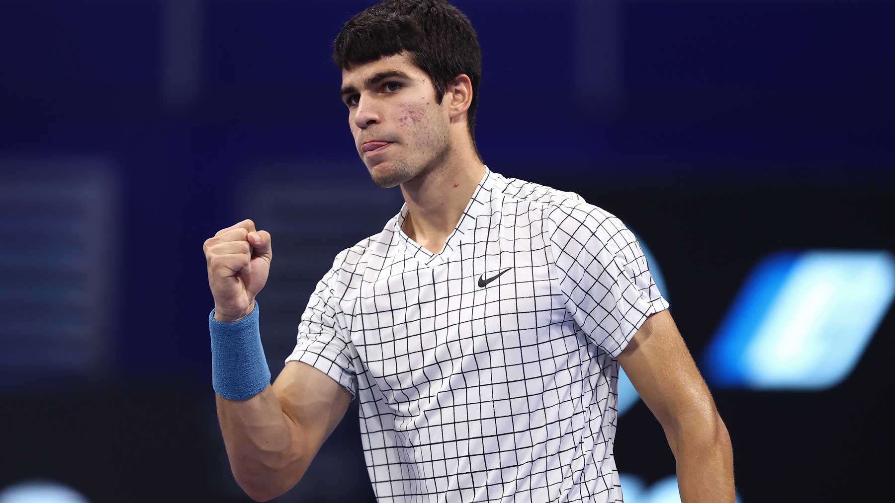 Carlos Alcaraz celebra un punto en la final de las Next Gen ATP Finals de Milán (Getty)