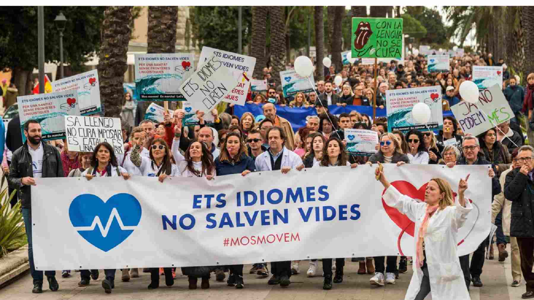 Protesta de sanitarios contra el requisito del catalán.