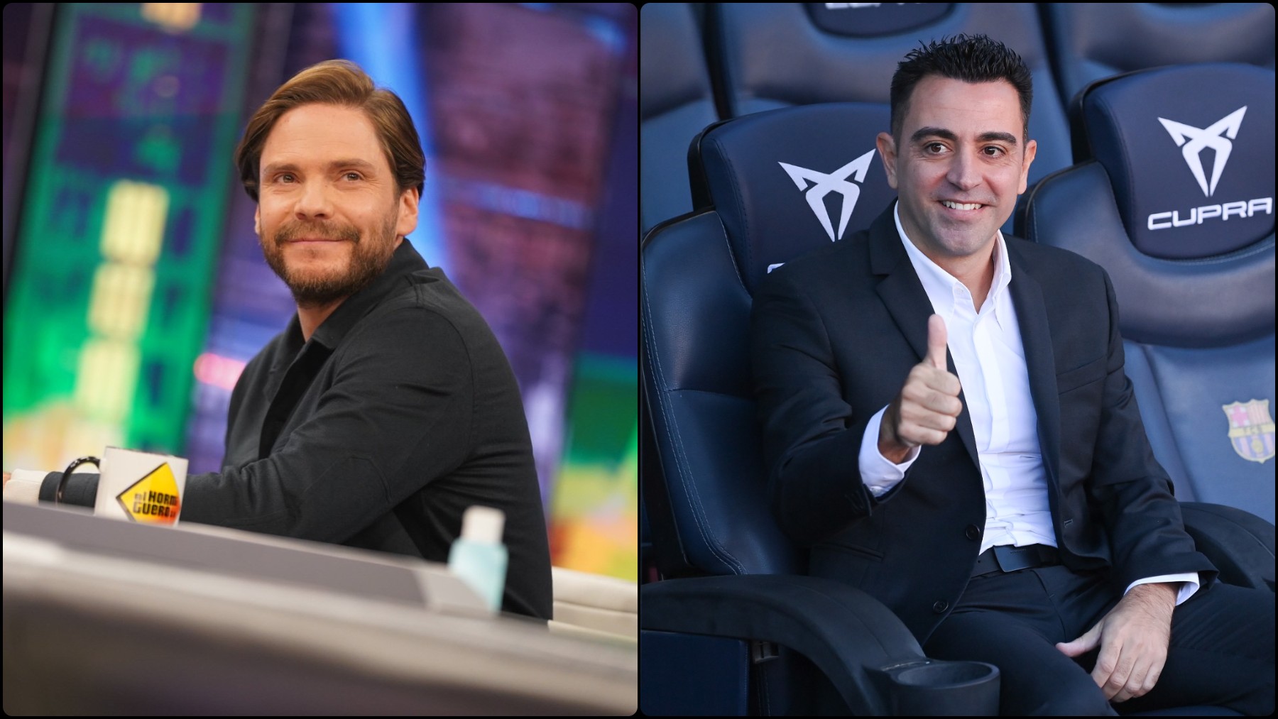 Daniel Brühl y Xavi Hernández.
