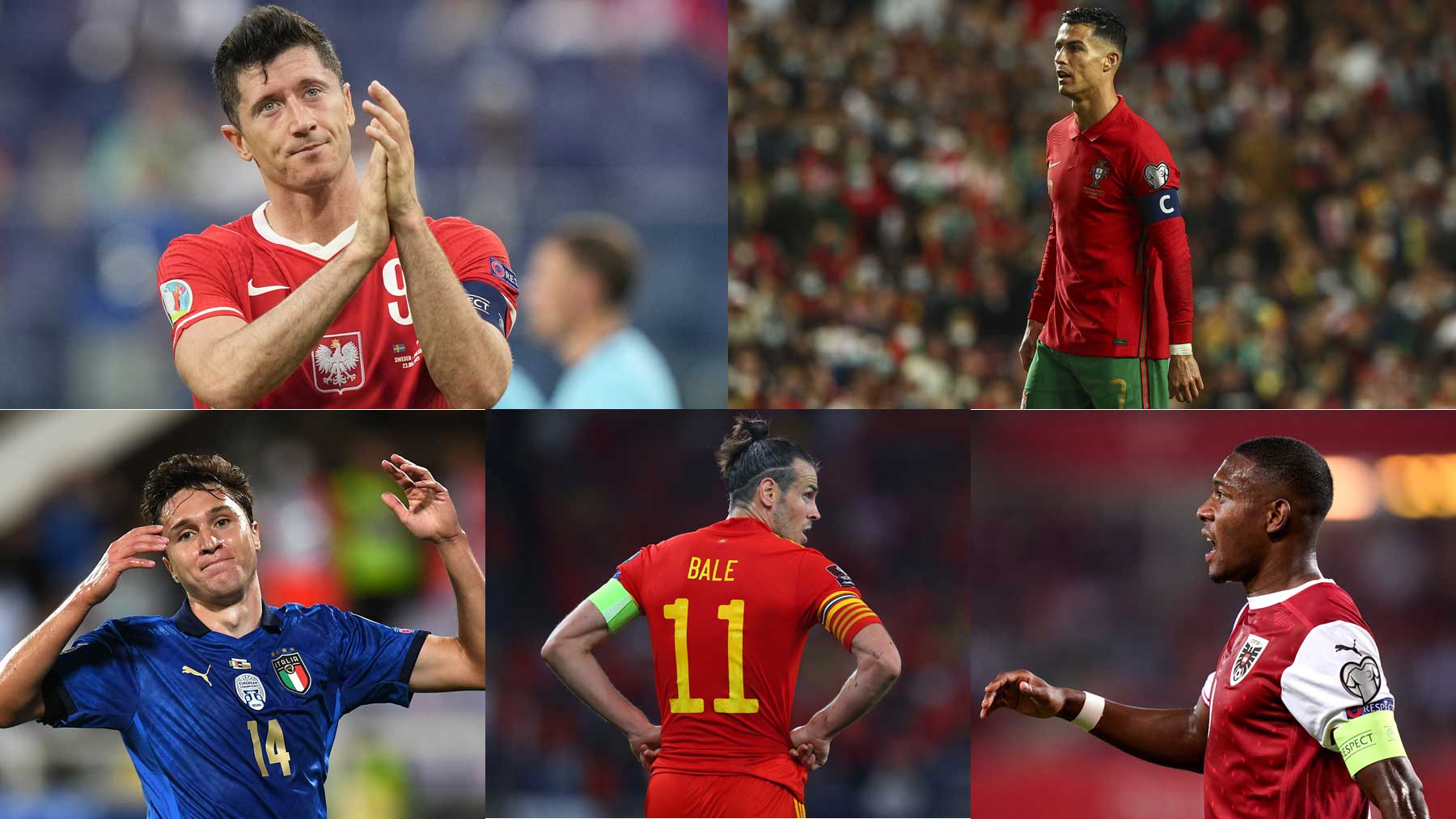 Lewandowski, CR7, Chiesa, Bale o Alaba son algunas de las estrellas que jugarán la repesca para el Mundial con sus selecciones (Getty)