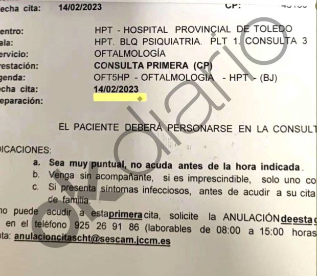 La sanidad de Castilla-La Mancha da citas para 2023 mientras el PSOE critica a los hospitales madrileños