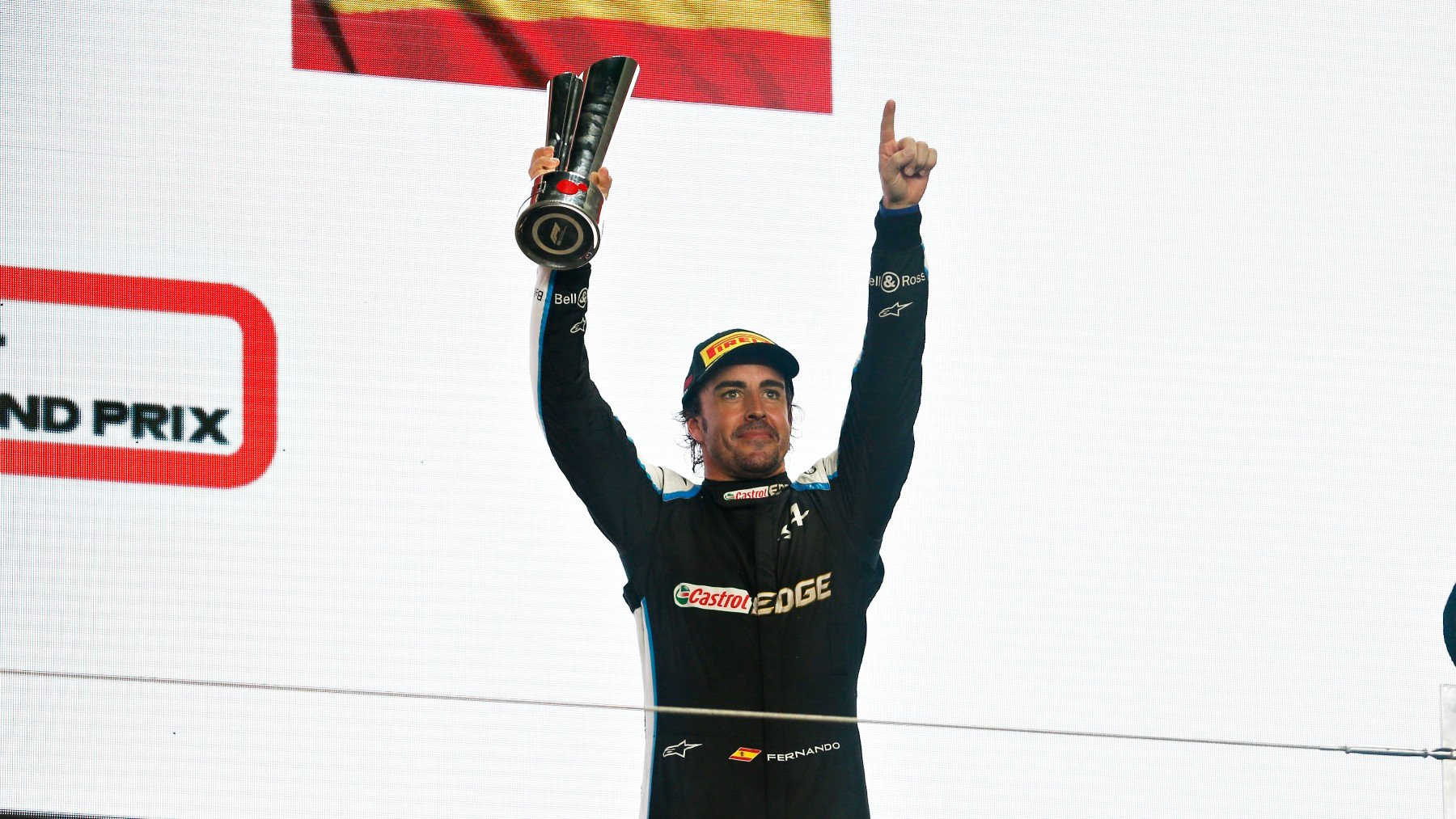 Fernando Alonso enloqueció con su podio. (Getty)