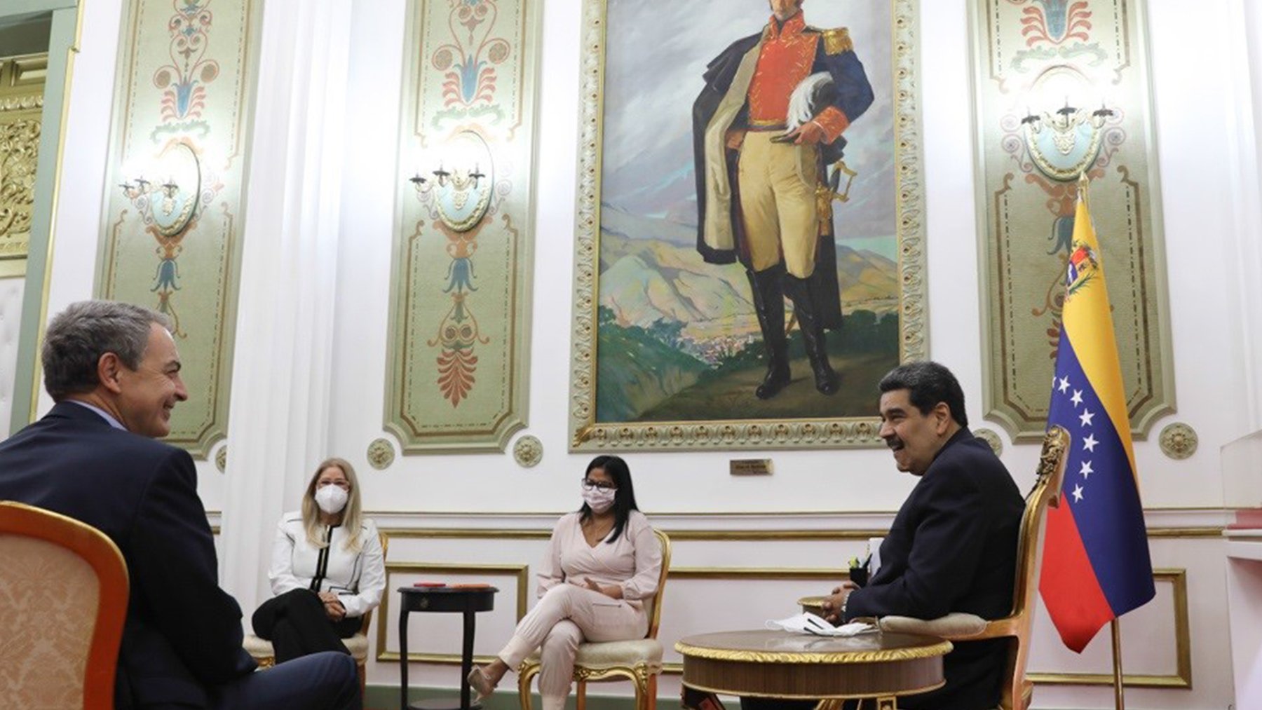José Luis Rodríguez Zapatero, Nicolás Maduro y Delcy Rodriguez. (Ep)