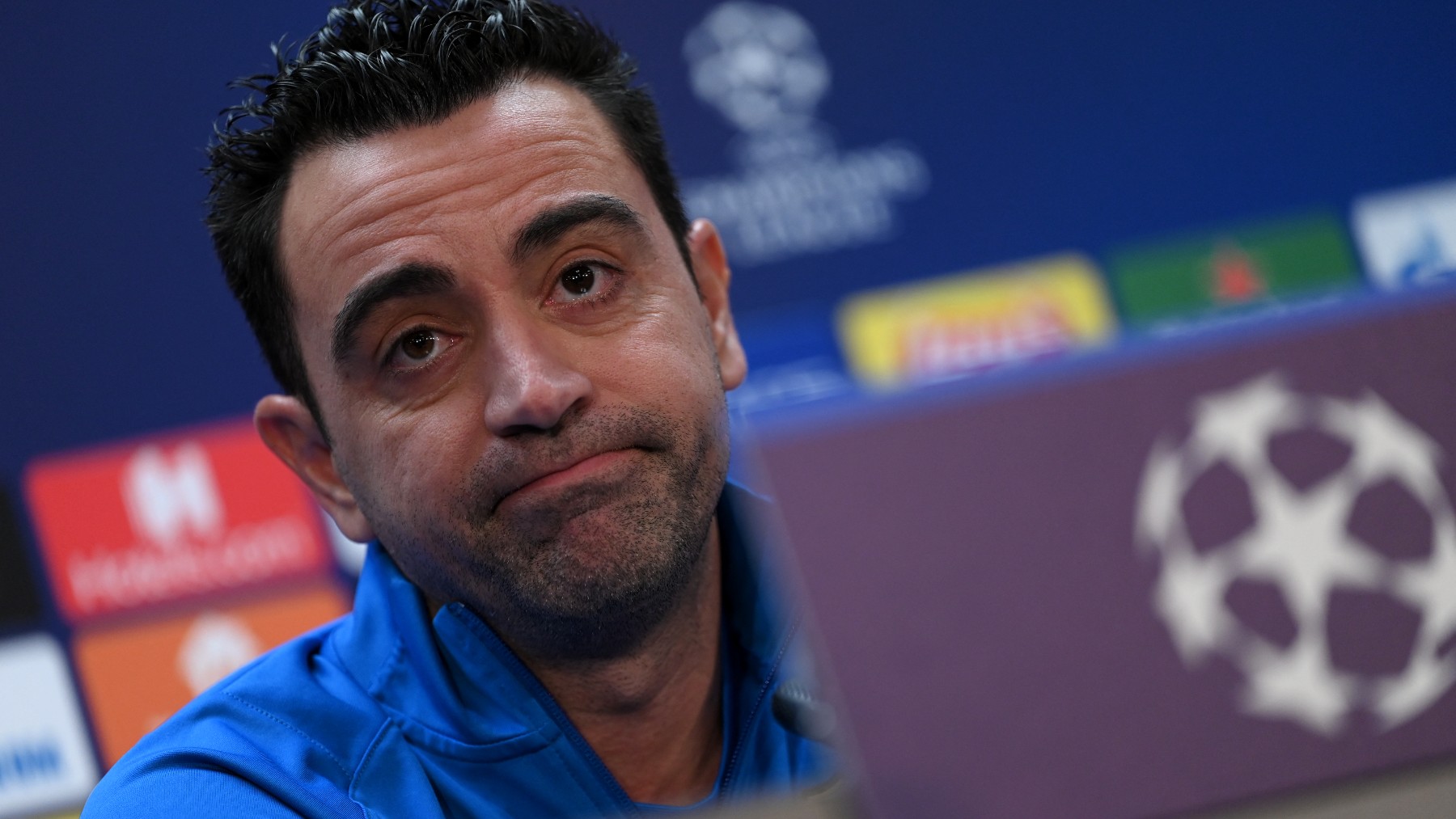Xavi Hernández, durante una rueda de prensa en Champions. (AFP)