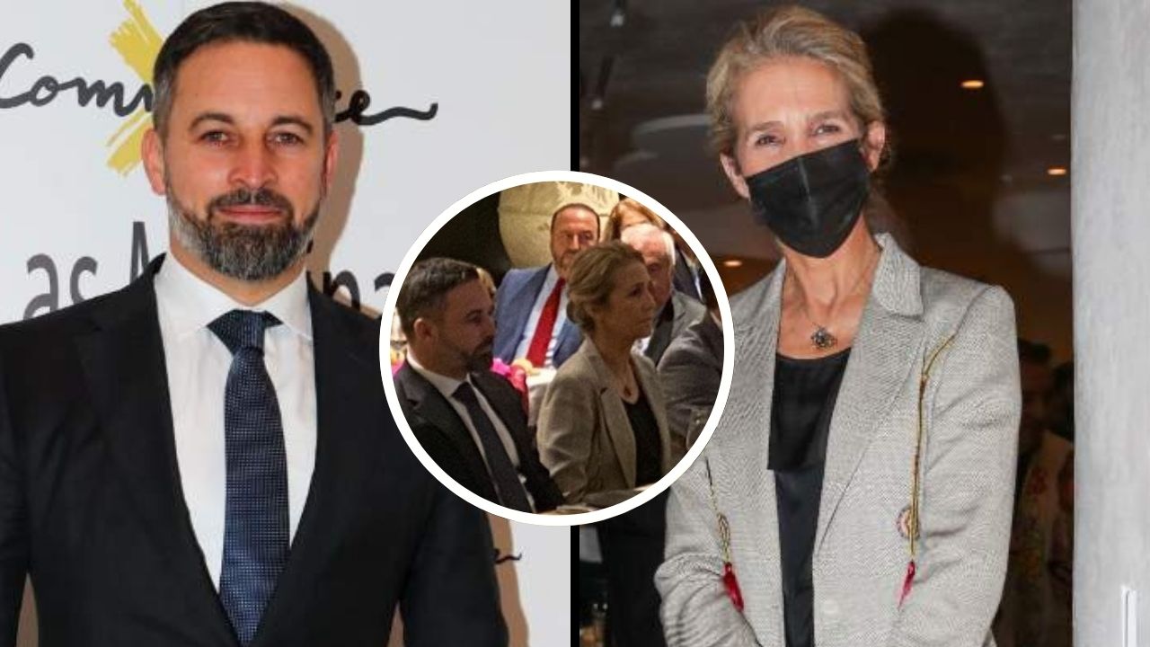 Santiago Abascal y la Infanta Elena en la cena de la peña taurina Las Meninas.