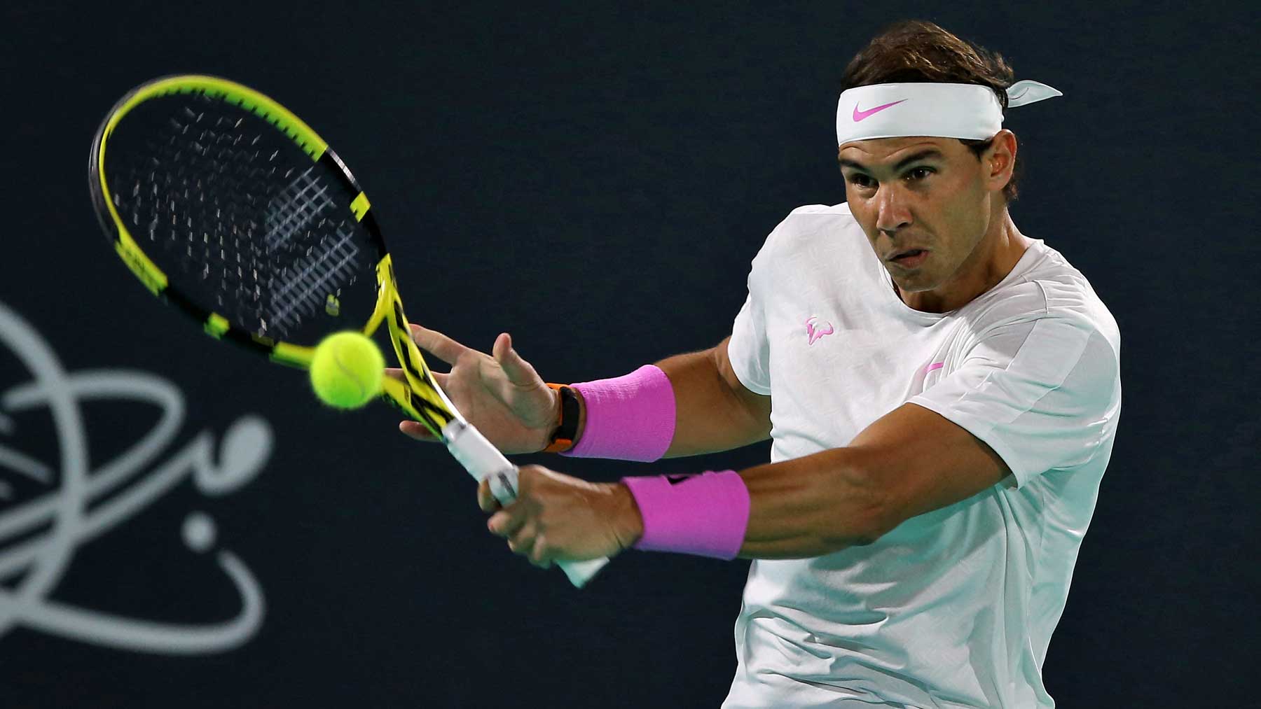 Rafa Nadal en la última edición del Mubadala World Tennis de Abu Dhabi (AFP)