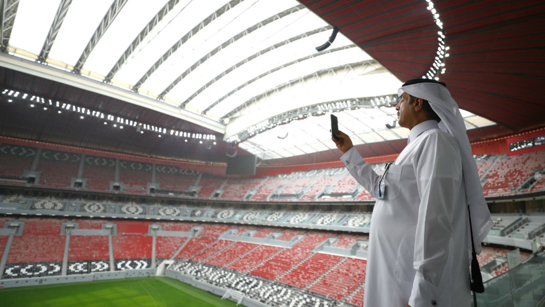 Una imagen del estadio Al Bayt, sede del Mundial de Qatar 2022. (Getty)