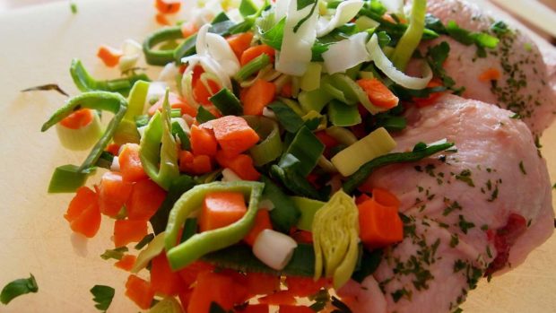 Puerro y pollo