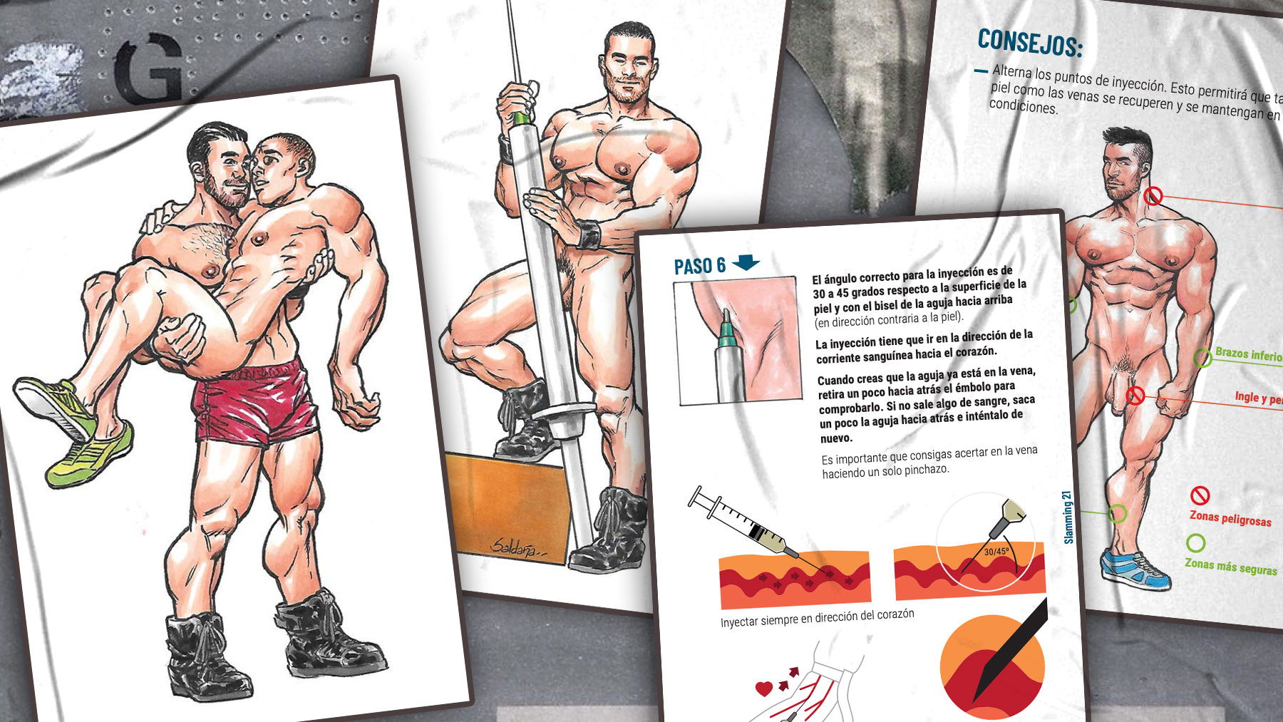 Ilustraciones de la guía sobre ‘slamming’ financiada por el Ministerio de Sanidad.
