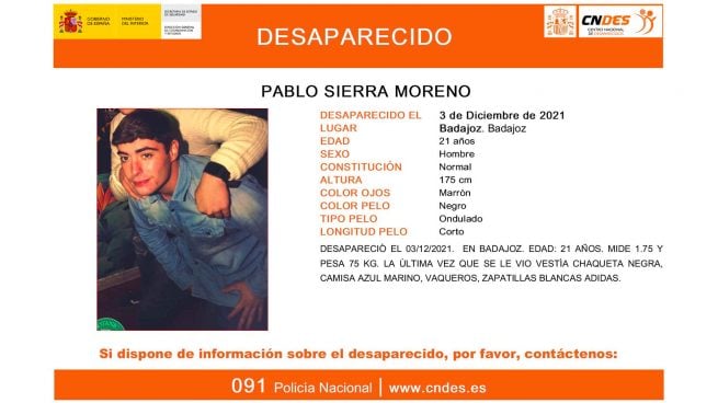 Joven desaparecido Badajoz